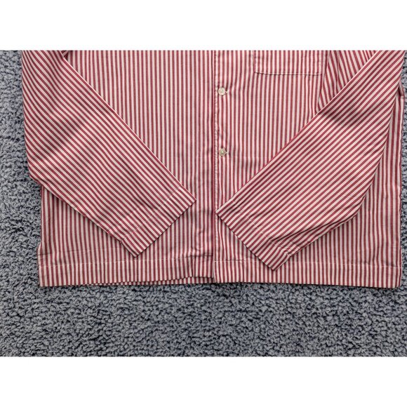 NWT GAP Sleep Poplin Shirt Mens LG Button Up Striped Long Sleeve Pajama Top Red - Picture 5 of 14